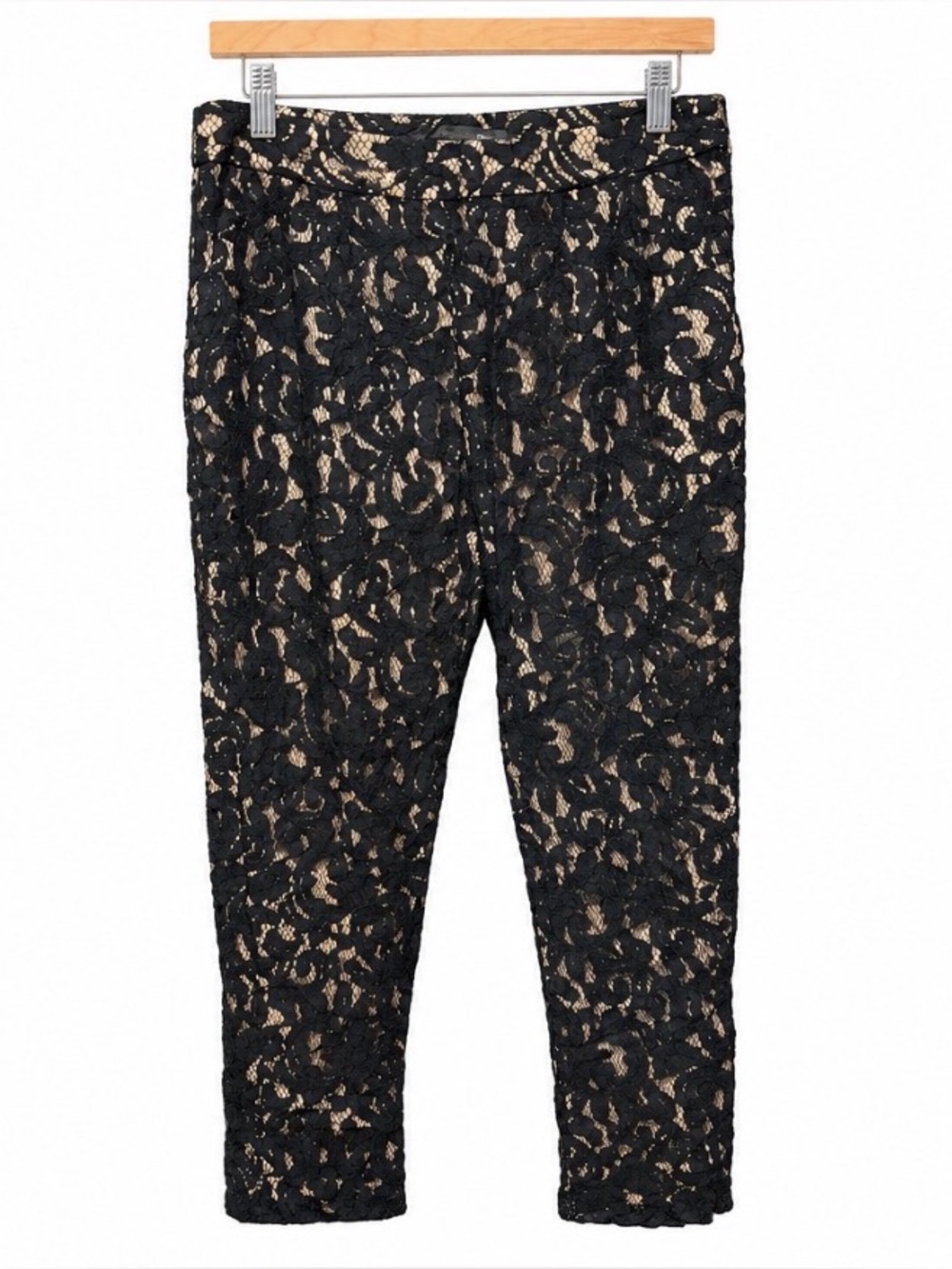 Black Lace Pants with Nude Lining